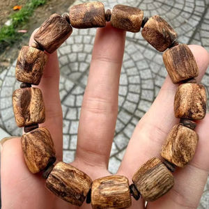 Pulsera de Cuentas de Madera Hecha a Mano, Cuentas Redondas de Madera Natural, Pulsera Elástica para Hombres y Mujeres, Joyería para Meditación y Yoga - Product Image 1