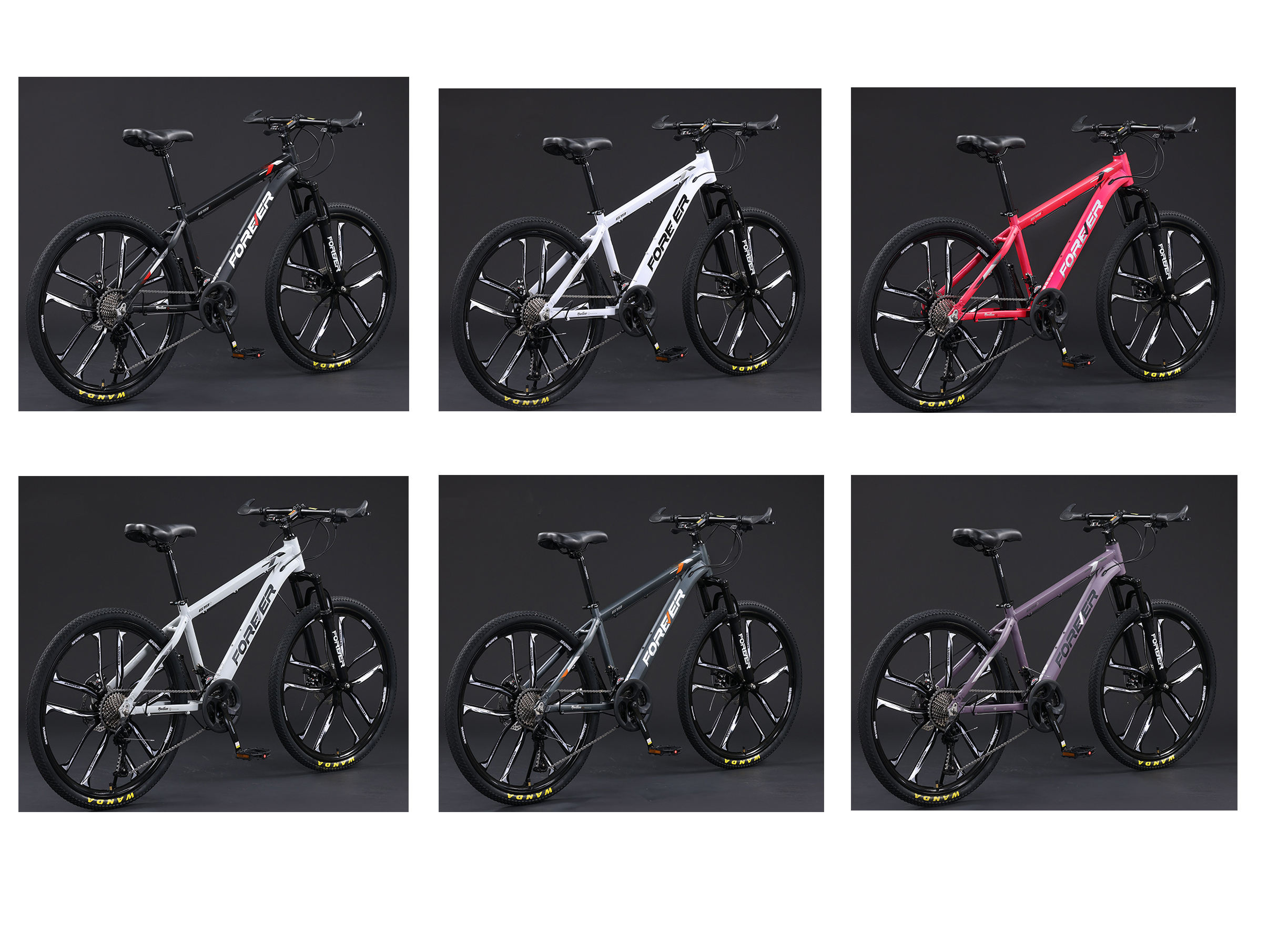 Dix roues [[gris, blanc, violet, rouge, noir, vert]