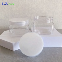 LZ Pack Stock 100 pièces 150 ml 5,3 oz Pots cosmétiques carrés en plastique avec couvercle noir pour gommage corporel, personnalisables avec logo