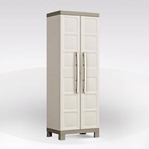 Mobiletto con Ripiani in Resina EXCELLENCE, 65x45 cm, H. 182 cm, Beige e Grigio Tortora - Product Image 1