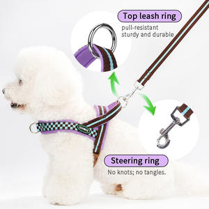 Harnais réglable pour <span class=keywords><strong>chien</strong></span> selle de poitrine mignon coloré respirant grilles de mode harnais et laisse pour animaux de compagnie ensemble <span class=keywords><strong>collier</strong></span> de <span class=keywords><strong>chien</strong></span> <span class=keywords><strong>anti</strong></span>-évasion - Product Image 5