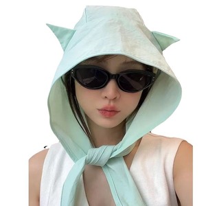 Little Devil Tie Up Quick Dry Sun Protection Bucket Hat Solid Color Foldable Breathable For Adults - Product Image 5