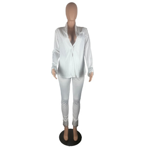 Otoño último estilo brillante borla decoración Deep V Party Outfit 2 <span class=keywords><strong>piezas</strong></span> Set pantalón largo Blazer Suit Set <span class=keywords><strong>para</strong></span> damas - Product Image 3