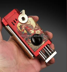 JOFI 5 Jets Flame 5 In 1 <b>Cigar</b> <b>Lighter</b> Multi-Function with V-Shaped Cutter <b>Cigar</b> Punch Portable Windproof Refillable <b>Lighter</b> - Product Image 5