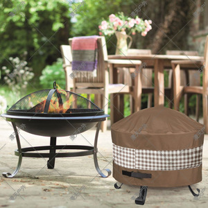 Housse de protection ronde pour barbecue, motif grille café, imperméable, accessoire de protection extérieure pour patio, cuisine domestique, cuisson et barbecue - Product Image 2