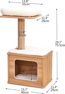 Modern Farmhouse Stylish Wooden <b>Cat</b> Bed Condo and <b>Scratching</b> <b>Post</b> in One Convenient Design Zzm Brand Europe Origin - Product Image 6