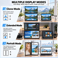 Moniteur portable double IPS 15,6 pouces FHD 1080P avec support pliable 360° VESA pour ordinateurs portables, Mac Mini, PC, écran en alliage d'aluminium