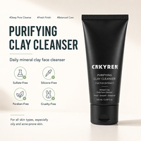 Nettoyant Purifiant à l'Argile pour Hommes à l'Extrait de Cactus – Nettoyage en Profondeur, Contrôle du Sébum, Soin des Pores, Soins de la Peau