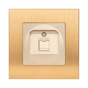 Mvava Oem High Quality 86 Standard Gold 16a 220v Plastic Electrical Power Outlet Wall Mount Telephone Socket