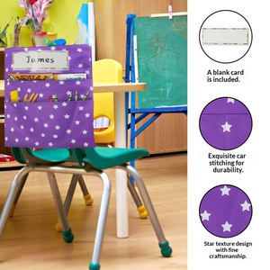 Bolsa de tela multicolor para colgar en la respaldo de la silla, almacenamiento de 41x48 cm, organizador para el aula de jardín de infantes, para guardar útiles escolares - Product Image 4