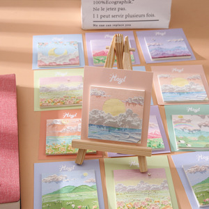 Bloc <span class=keywords><strong>de</strong></span> Notas Adhesivas con Diseño <span class=keywords><strong>de</strong></span> Pintura al Óleo, Bloc <span class=keywords><strong>de</strong></span> Notas Estético con Adhesivo Fuerte, Notas Minimalistas para Diario, Material <span class=keywords><strong>de</strong></span> Papelería para Estudiantes - Product Image 2