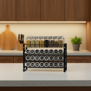 Organisateur d'épices à 4 niveaux 18x11 pouces pour armoire de cuisine ou comptoir, rangement d'assaisonnements, design minimaliste, multifonction - Product Image 2