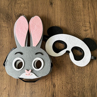 Masques en feutre pour cosplay d'animaux de la forêt, imprimés par transfert thermique, multicolores, cadeaux de fête d'Halloween, garçons, filles, tissu, zoo