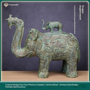 Jingciren Boutique Factory Elefante de bronce de pelo liso, decoración de elefante, regalo clásico de celebración, ritual del templo confuciano - Product Image 1