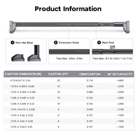Tringle à rideau extensible ARODDY sur mesure, en carbone, 1-3,1 m, 32 mm, sans perçage, blanche, extra épaisse, pour patio