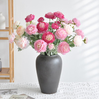 Fleurs artificielles en soie faites à la main, style moderne, en gros, fausses pivoines blanches et roses préservées, décoration florale d'Halloween, cadeau
