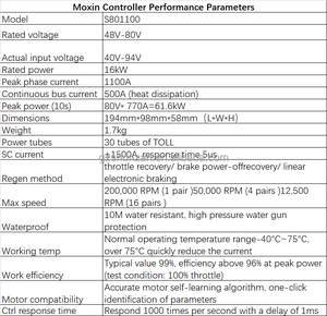Kit de commande Moxin S801100 pour moto tout-terrain électrique et vélo électrique, capable de réaliser un wheelie automatique avec une puissance de pointe de 80 V 61 kW - Product Image 6
