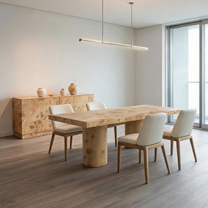 Mesa de Comedor de Madera de Diseño Moderno y Sencillo, Chapa de Madera, Muebles Nuevos y Elegantes para Eventos, para Comedor de Hotel, Muebles para el Hogar - Product Image 1