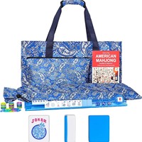 Sac de transport et pochette d'accessoires en tissu Oxford à imprimé floral de style chinois pour ensemble de rangement de Mahjong, portable pour les loisirs et les voyages