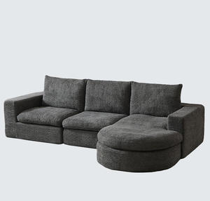Canapé modulaire en chenille courbé en forme de L avec chaise longue, canapé moderne sans structure, sièges profonds pour appartement - Product Image 5
