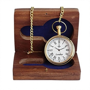 Luxury Vintage Pocket Watch Chain Polish Brass Chrome Finish Anchor Dial Mid Century Modern Design Manual Metal Desk <b>Clocks</b> - Product Image 1