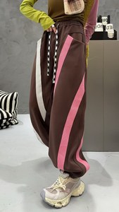 Cao Thiết Kế Đường Phố Của Phụ Nữ Giản Dị Mùa Đông Jogger Quần Chắp Vá Lông Cừu Lót Màu Khối Giảm Béo Eo Đàn Hồi Quần Bó Sát Phẳng - Product Image 6