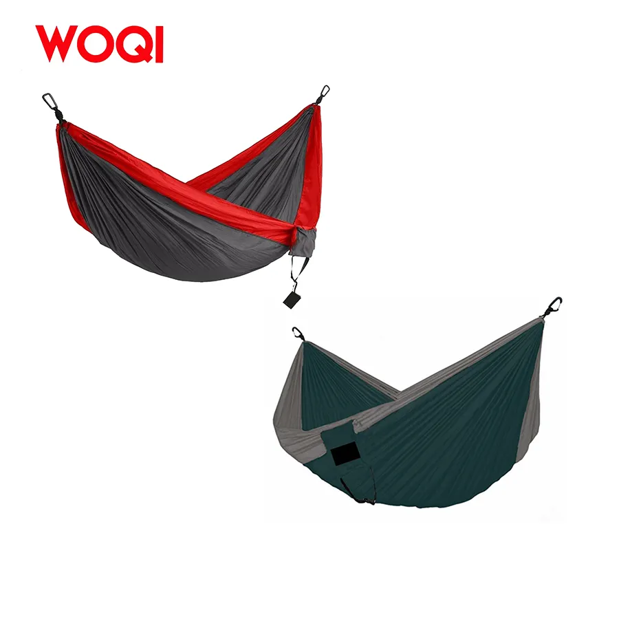 Woqi Nylon Dubbele Camping Hangmat Boom Hangmat Draagbare Parachute Hangmatten Met Bug Net