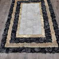 Tapis moderne en peau de mouton blanche en fausse fourrure de lapin motif géométrique polyester fabriqué à la machine pour la décoration intérieure