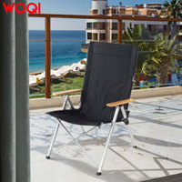 Chaise longue d'extérieur WOQI en métal léger et bois massif, design moderne, chaise pliante de plage