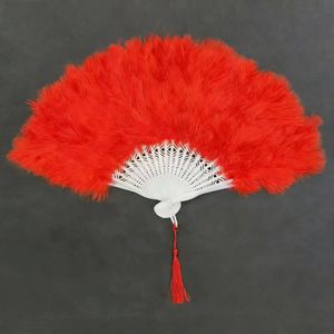 Nouveaux éventails en plumes blanches et rouges professionnels, vente en gros, élégants éventails de danse en plumes pour accessoires photo de <span class=keywords><strong>mariage</strong></span> 42x23.5cm - Product Image 4