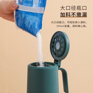 Tarro de especias de vidrio transparente con asa, tapa abatible, a prueba de humedad, para condimentos sólidos, uso doméstico - Product Image 3