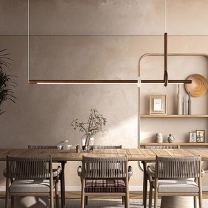Japanese Zen Style Wood Chandelier <b>Led</b> Long Pendant <b>Light</b> For Restaurant Tea Room Wabi Sabi Minimalist Design - Product Image 1
