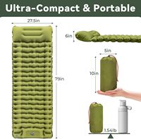 Matelas de camping auto-gonflant ultraléger avec pompe à pied intégrée, oreiller, extra épais, compact, en nylon, pour un gonflage rapide