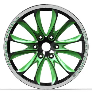 Vendita superiore in lega di alluminio personalizzata 3 pezzi cerchi per auto verdi autovetture 18 19 20 21 22 cerchi da 24 pollici