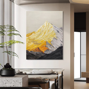 Hand Painted Oil Painting Gold Mountain Abstract <b>Art</b> Modern Minimalist Wall Hanging For Living Room Entryway Decor - Product Image 2