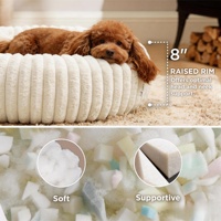 Coussin rond pour chien en fourrure écologique, luxueux, confortable, lavable, tapis pour chat, coussin chaud pour animaux de compagnie, motifs personnalisables