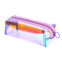Vente en gros de rangement pour cosmétiques crayon scolaire couleur Tpu transparent Teen Ladies Zipper Pvc Lilas Holographic Cosmetic Bag