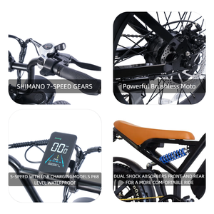 Bicicleta Eléctrica de Neumáticos Gordos de Fábrica China, E-Bike de Largo Alcance Ecoride V6, Bicicleta Eléctrica de <span class=keywords><strong>Montaña</strong></span> para Adultos, Almacén en el Extranjero - Product Image 3