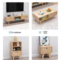 Ensemble de table basse moderne en bois massif de style européen, écologique et personnalisable, pour les petits espaces de vie