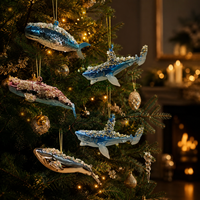Weihnachts-Glasornament Ozean-Serie Unterwasser Großer Fisch Hai Wal Dugong Glasanhänger Zum Aufhängen Weihnachtsbaum-Dekoration