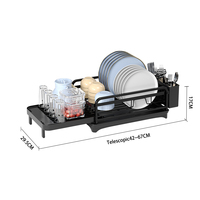 Grand égouttoir à vaisselle extensible avec tasse en verre égouttoir et support de casserole pour armoire de cuisine