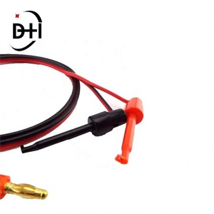1 Pair 1M 4mm Banana Plug connectors to <b>Hook</b> <b>Clip</b> adapter electric Cable Gold Plated For Multimeter Test Leads wire red black - Product Image 4