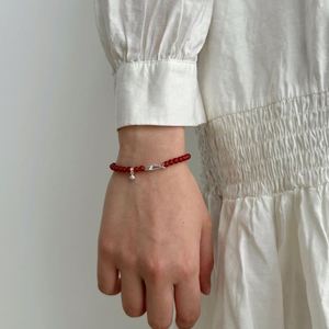 Dylam Classic Fine Top Jewelry Manufacturer S925 Silver Fish Pendant <b>Red</b> Color Nature Agate Women Beaded Bangle <b>Bracelets</b> - Product Image 3
