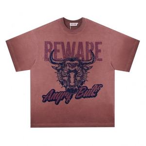 Camiseta de cuello redondo de peso pesado, camiseta gráfica, camisetas de lavado de algodón para hombres - Product Image 1