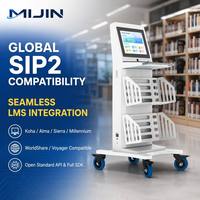 Carrito Móvil para Inventario de Libros Silver Library con Tecnología RFID, Construcción de Lámina Metálica y Vidrio Templado, Pantalla de Conteo en Tiempo Real