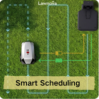 Tondeuse à gazon robotisée Lawnova, tondeuse à gazon robotisée sans limites de zone de couverture, tondeuse à gazon robotisée autonome, tondeuse à gazon robotisée domestique, tondeuse à gazon robotisée à braquage zéro et navigation NRTK