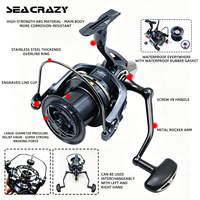 Moulinet de surfcasting DLA10000-14000, rapport de transmission 4.8:1, 5+1 roulements à billes, longue portée, corps en ABS haute résistance pour la pêche en mer et en lac