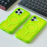 Coque transparente couleur néon pour iPhone 17 Pro 16 Pro Max 15 14 13 12, compatible charge sans fil, protection antichoc 3-en-1