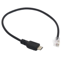 Cable de Extensión Convertidor de Micro USB Macho a RJ9 Macho de Ángulo Recto 4P4C, Cobre Puro, PVC, para Teléfono Móvil, Cámara, Computadora