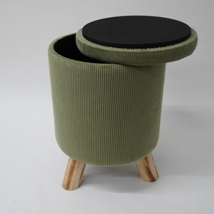 Factory Customized Living Room Bedroom New Velvet Footstool Round <strong>Stool</strong> Wooden <strong>Legs</strong> - Product Image 3
